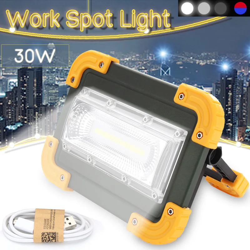 

30W Durable USB LED Camping Light Rechargeable COB LED Flood Light Outdoor Light Outdoor Work Spot Light For Fishing Hiking