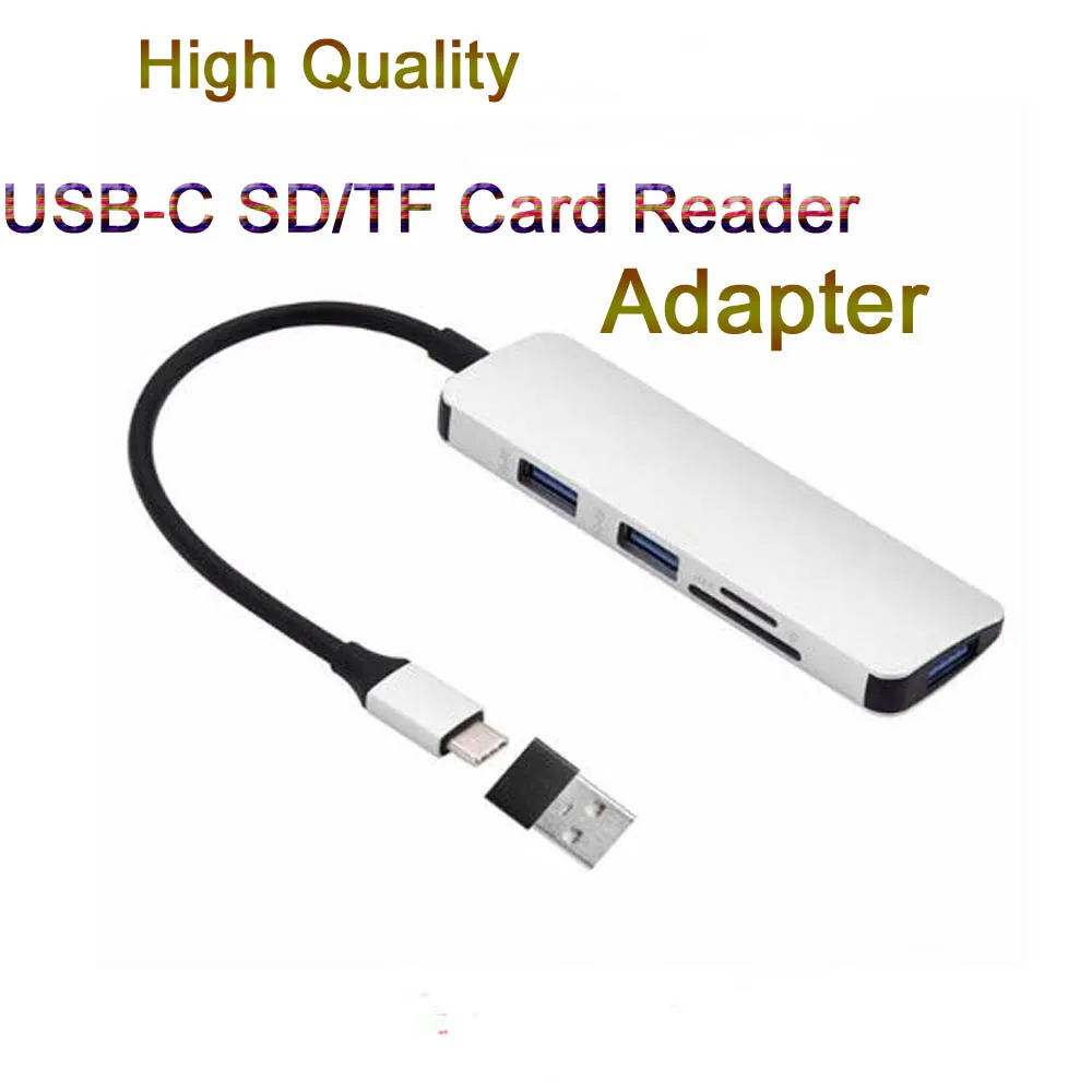 

USB-C Aluminum alloy 4K USB C Hub Type C Hub USB 3.0 x3 Adapter TF Micro-SD Card Reader for Notebook Mobile Tablet PC samsung S8