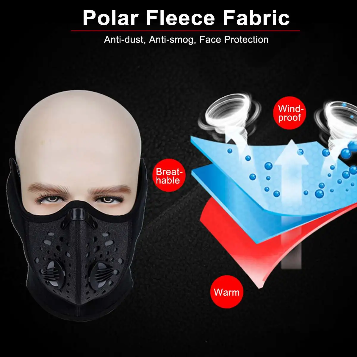 

PM2.5 Black Gym Workout Fitness Mask Cardio Running Respirator Mask Dust Proof With Filtered Activated Carbon Biking Half Face