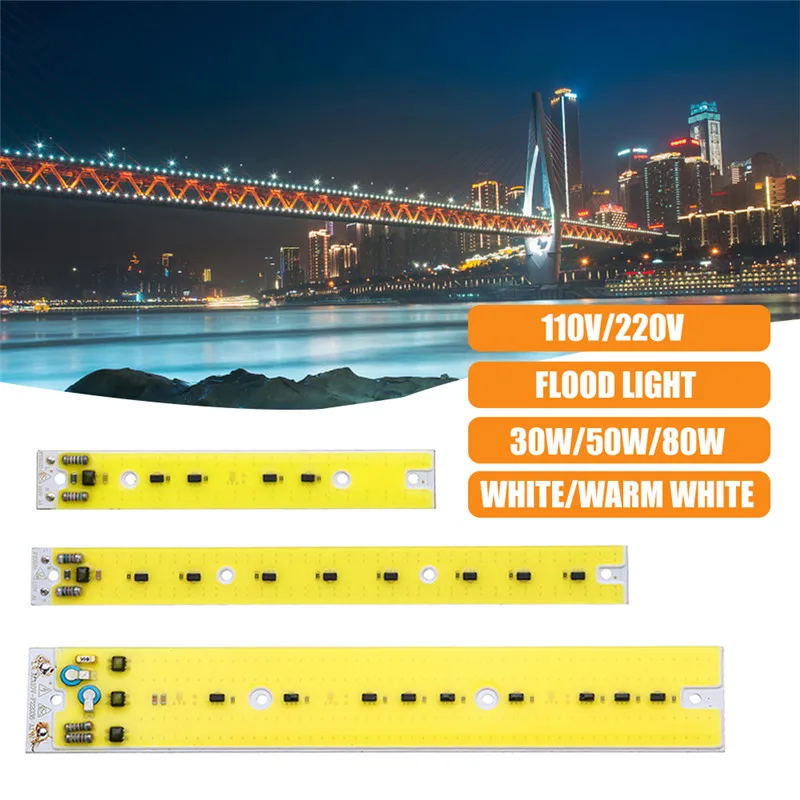 

Smuxi High Power LED COB Chip Lamp 30W 50W 80W AC 220V 110V IP65 Smart IC Fit For DIY LED Floodlight Cold White/Warm White