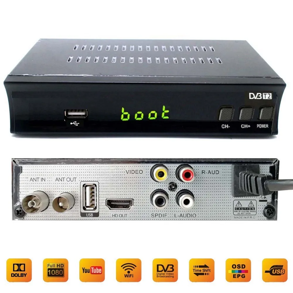 

Koqit AC3 dvb t2 set-top box for digital tv tuner DVB-T2 DVB-C Receiver Terrestrial receptor Converter Youtube Iptv m3u Player