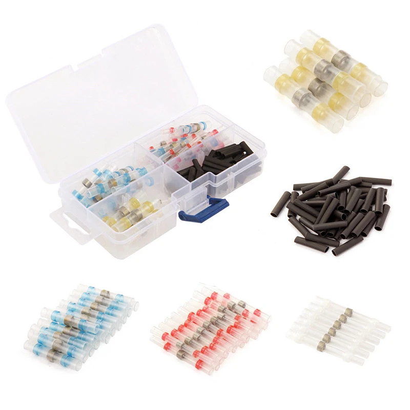 100Pcs Waterproof solder ring Sleeving Heat Shrink Soldering Terminals combinati