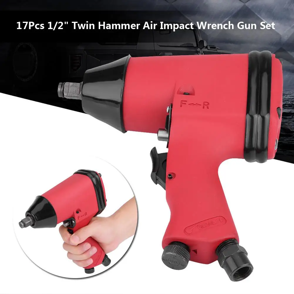 17 шт. 1/2 &quotнабор гаечный пистолет Twin Hammer Air Impact с розетками + адаптер стандарта США