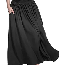 Юбки, цветная юбка с карманами, летние однотонные юбки, тонкие юбки, женские плиссированные свободные платья