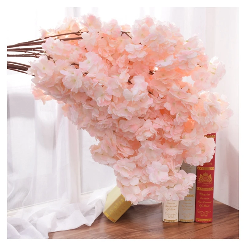 

1bunch 1m Fake Cherry Blossom Flower Branch Begonia Sakura Tree Stem for Event Wedding Tree Decor Artificial Decorative Flowers