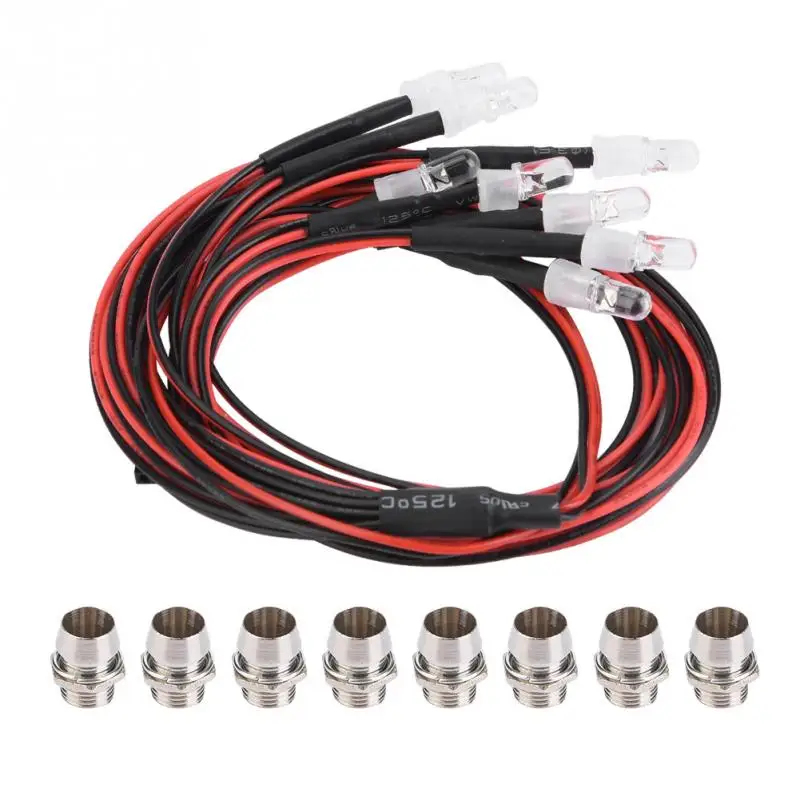 

8PCS 5mm Headlights and Taillights LED Lights RC Model Drift Car Accessory Rubber + Metal High simulation RC parts