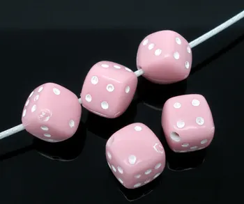 

100Pcs Pink Opaque Acrylic Cube/Dice Spacer Beads For DIY Jewelry Making Accessories 9x9mm(B05876)