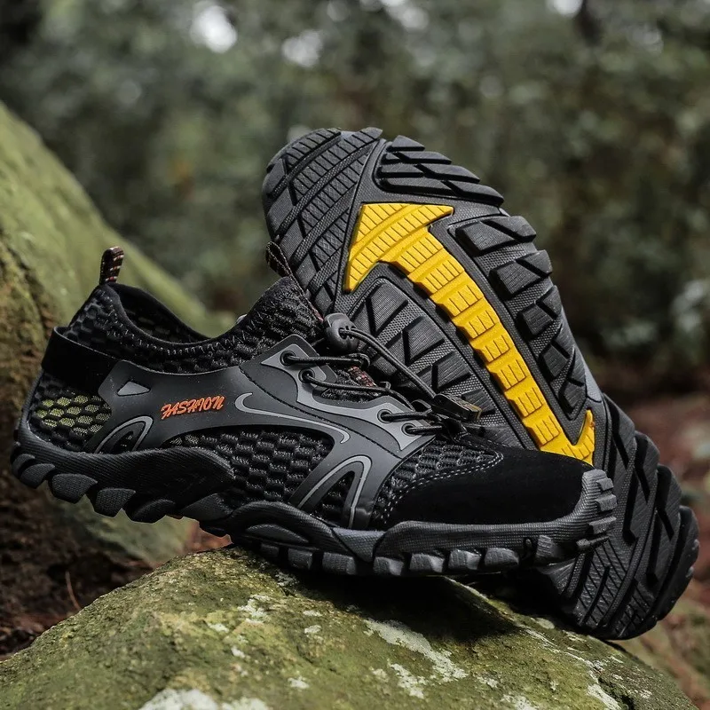 

Men Mesh Aqua Shoes Outdoor Professional Non-slip Durable Trekking Upstream Shoes Male Cool Hiking Wading Water Sports Sneakers