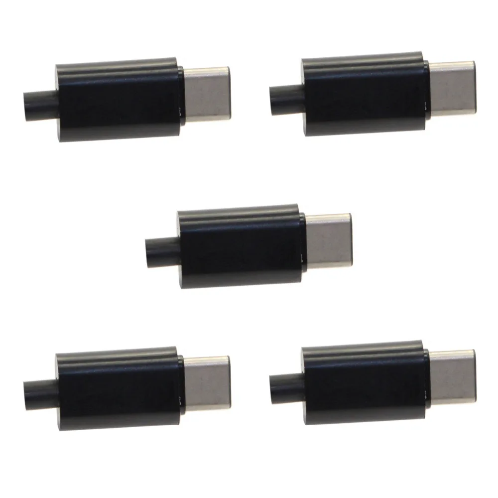 

CYSM 5set Black White DIY 24pin USB 3.1 Type C USB-C Male Plug Connector SMT type with 3.5mm SR and Housing Cover