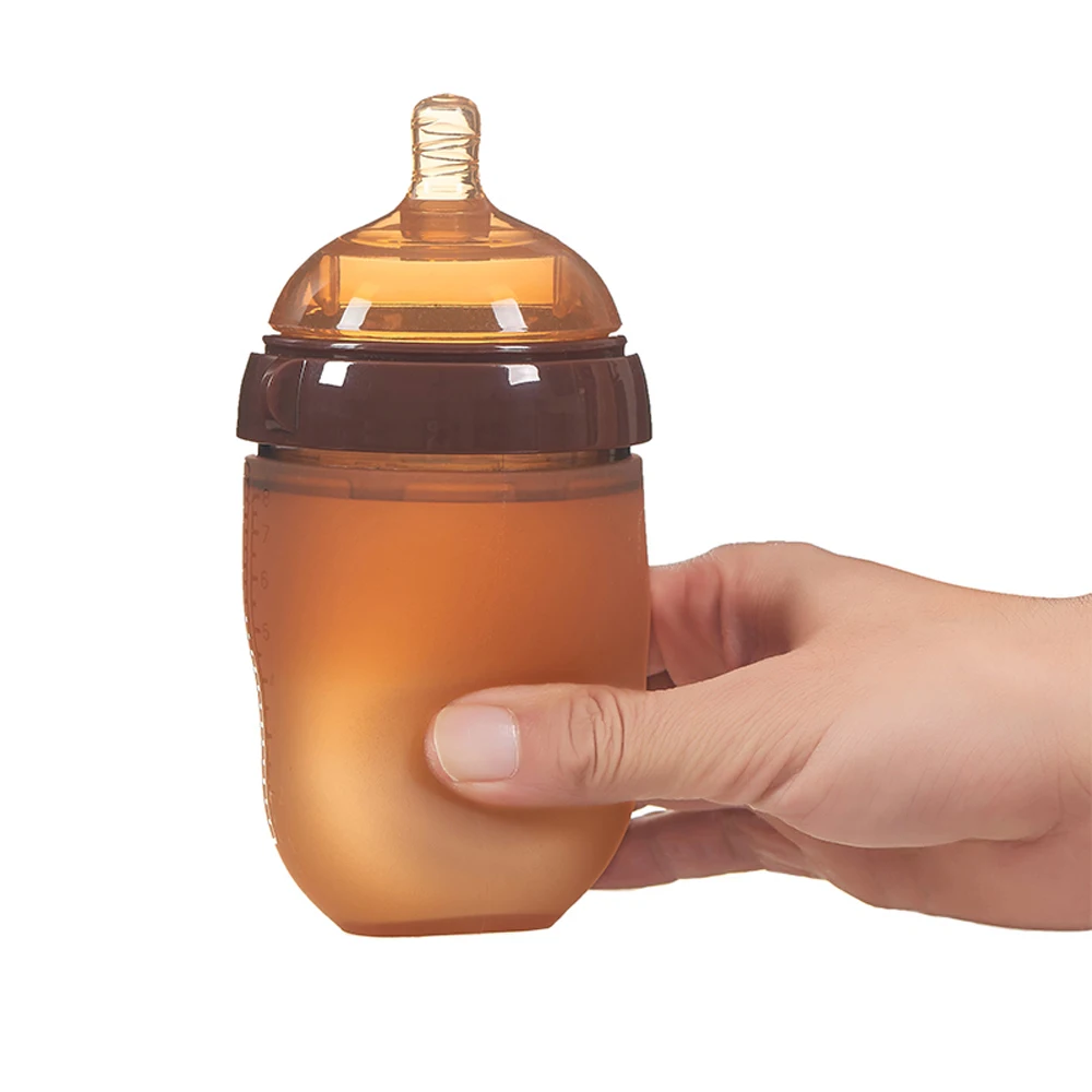 

Hot Baby Soft Silicone Bottle Anti Colic Air Vent Wide Neck Natural Nursing Feeding Bottle for Infant BPA Free 250ml Baby Care