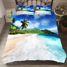 Bedding Set 3D Printed Duvet Cover Bed Set Beach Coconut Tree Home Textiles for Adults Bedclothes with Pillowcase #HL21 beach style dusk coconut tree pattern square shape pillowcase