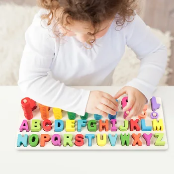 

New Child Wooden Logarithmic Board With Digital Letter Montessori Materials Learning Count Numbers Matching Digital Shape Match