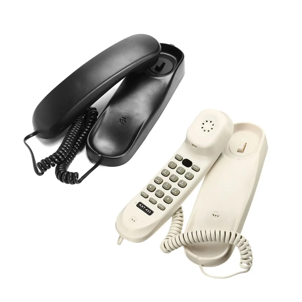 

20*6*5cm Wall Mount Caller ID Corded Phone Small Button Put Landline Telephone Hotel Home Office Desktop Decor Black White