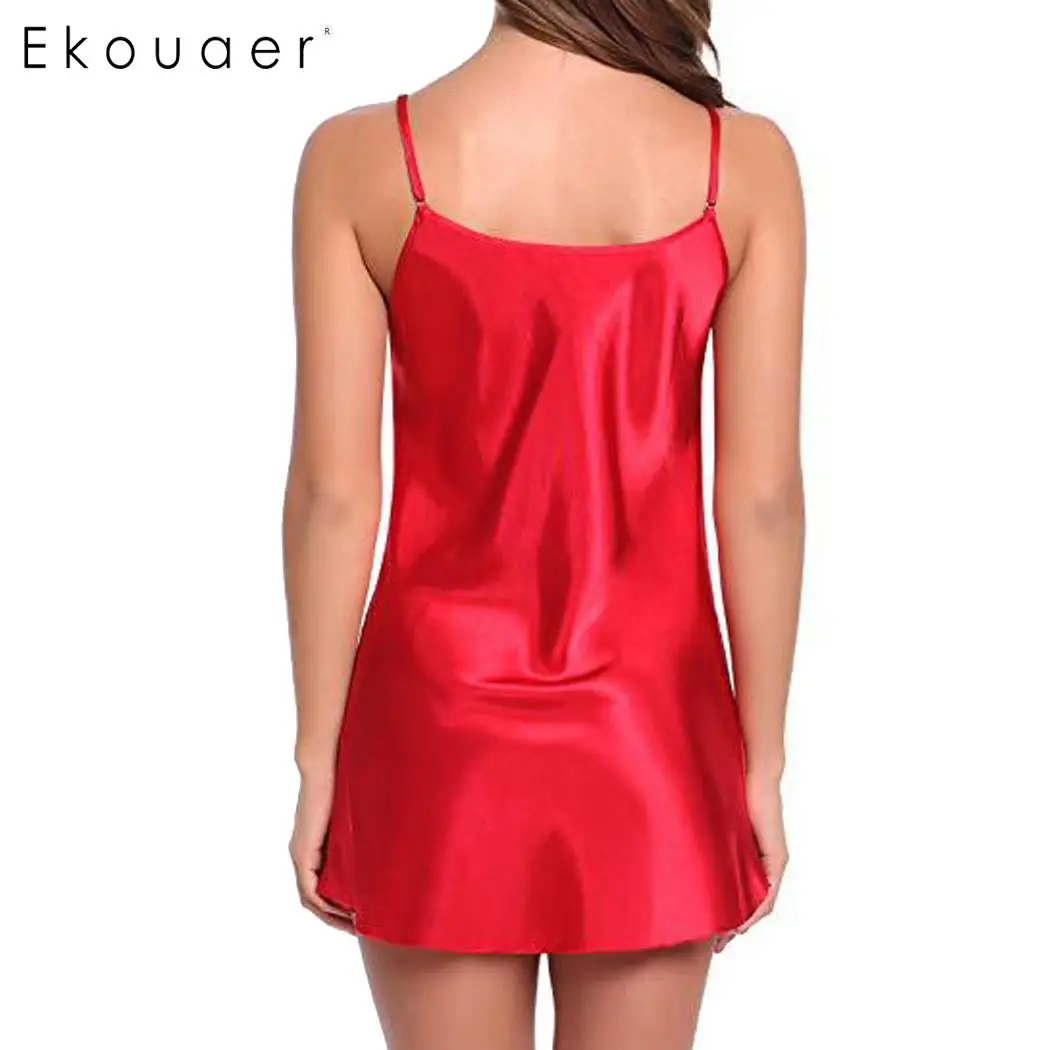 Ekouaer женские Ночная рубашка без рукавов сексуальное белье Babydoll Nightdress ночная с