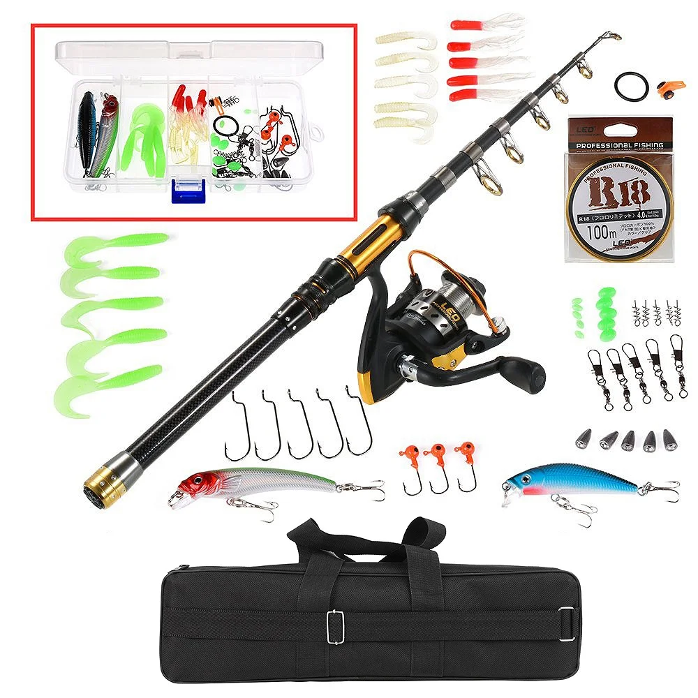 ليو 2.1 M تلسكوبي الصيد قضيب و بكرة كومبو يشبع عدة الغزل الصيد بكرة والعتاد المنظم القطب مجموعة مع الصيد سيارة