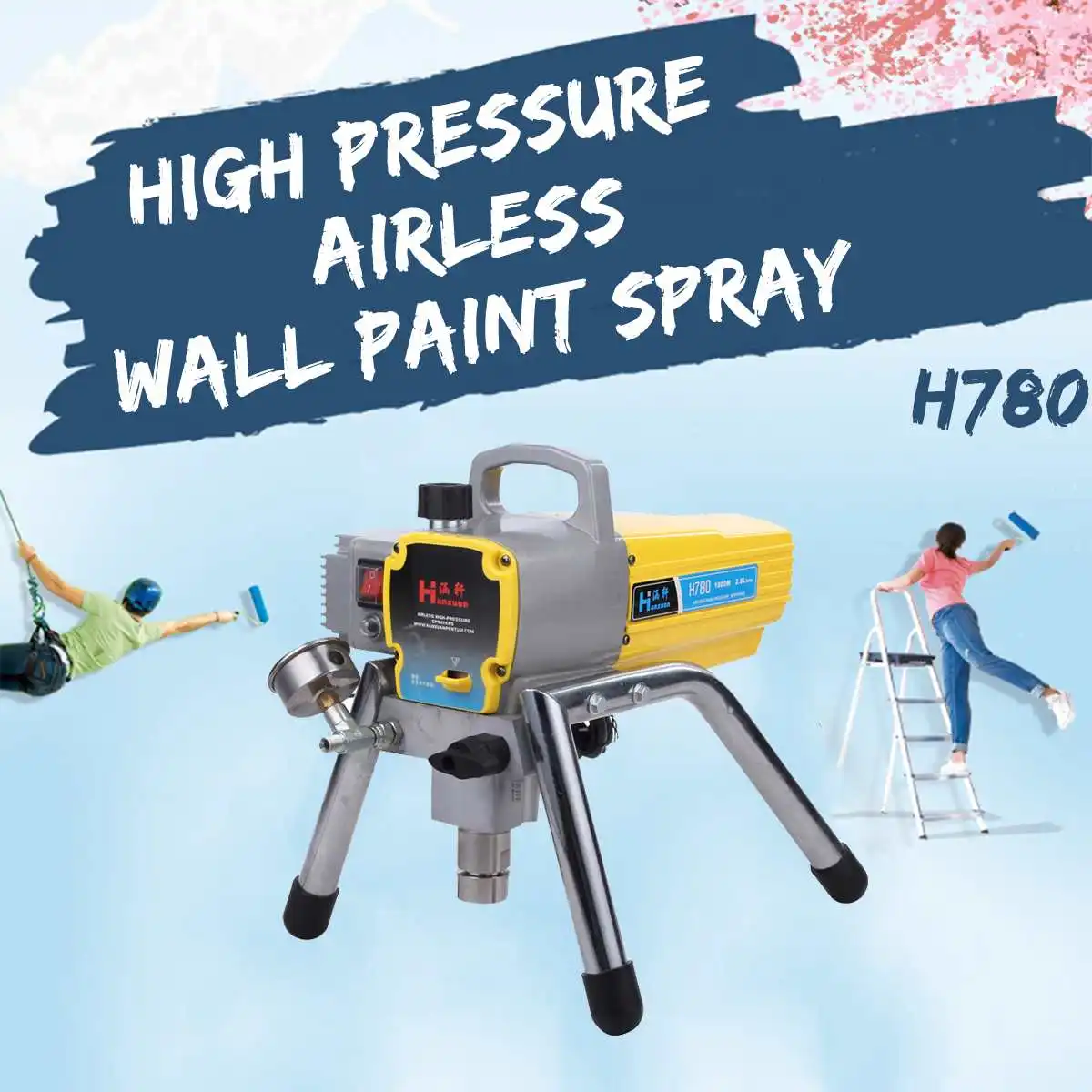 

H780 1800W Motor 2.8L Profesional Electric Airless Paint Sprayer Painting Machine with Spray gun high pressure pipe