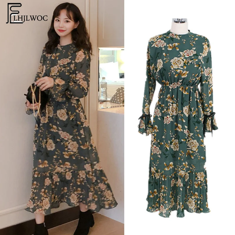 girls green floral dress