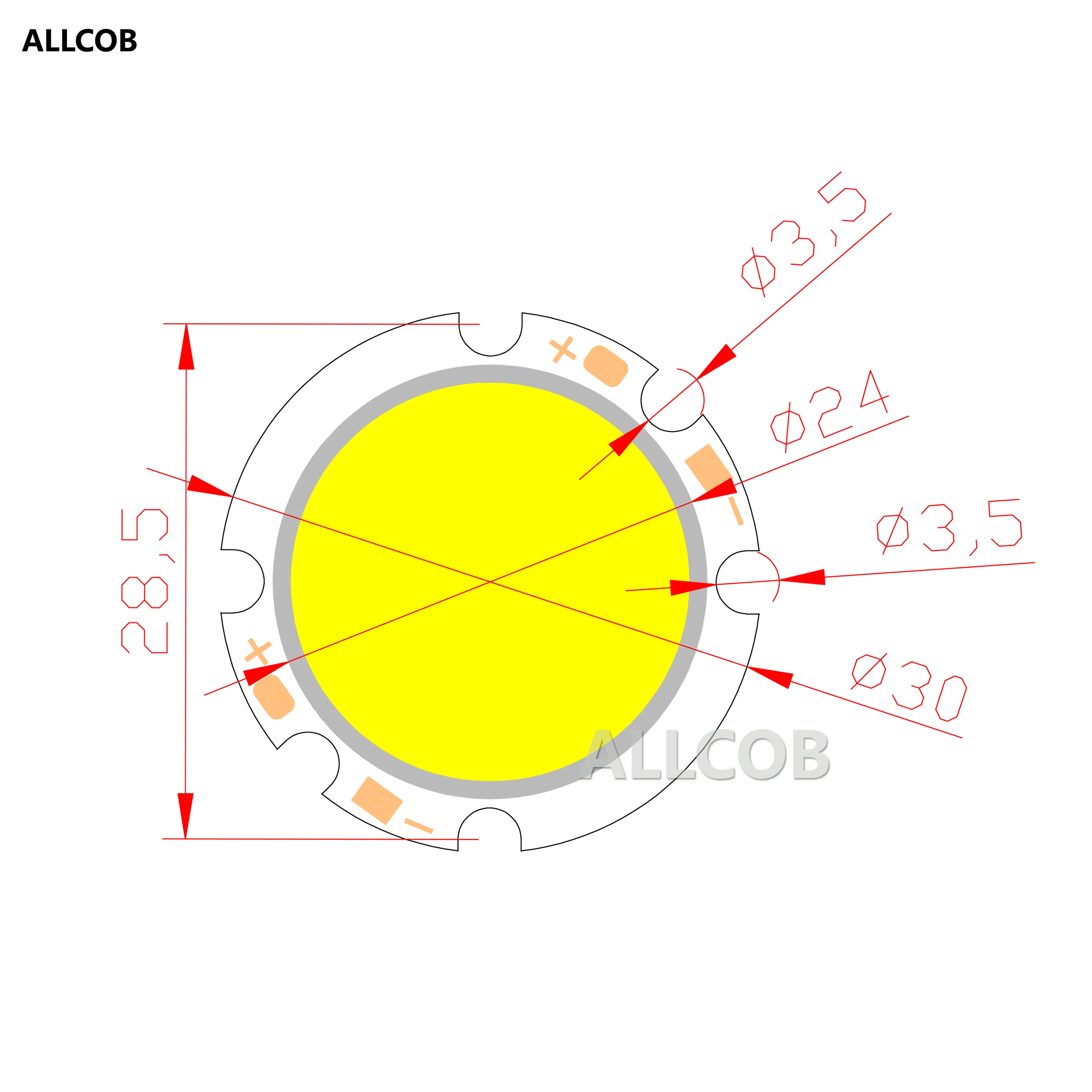 Продвижение 30 мм круглый алюминиевый 6V 7V DC LED COB источник света модуль 3W лампа для
