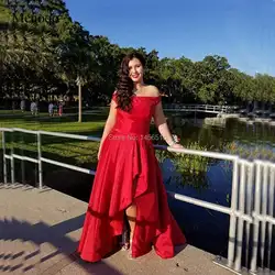 2019 новое поступление с открытыми плечами vestidos de fiesta Высокая Низкая Длинные вечерние платья для выпускного вечера