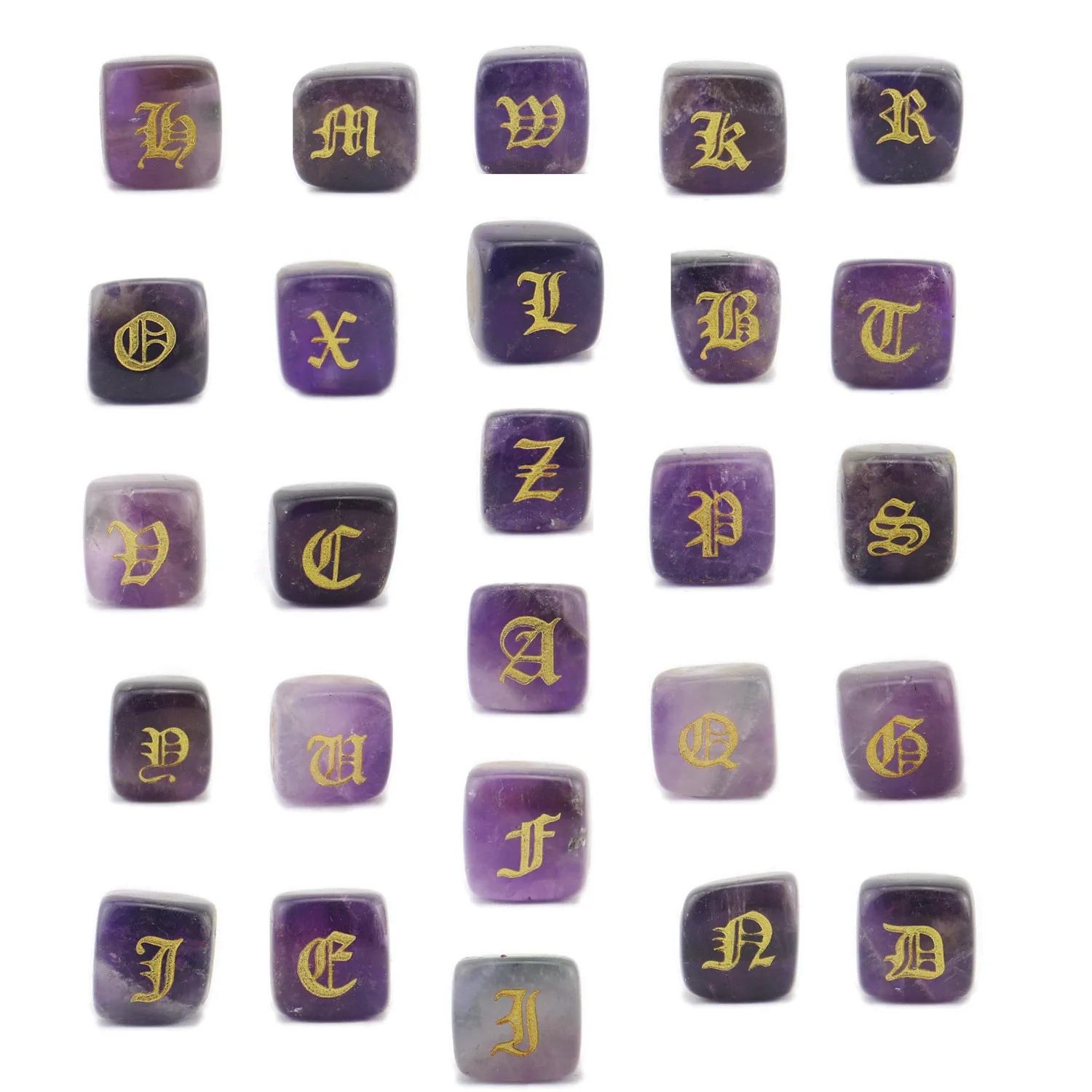 

Natural Crystal Square Stone 26 English Letters Small Ornaments Goethe Text Retro Fashion Accessories