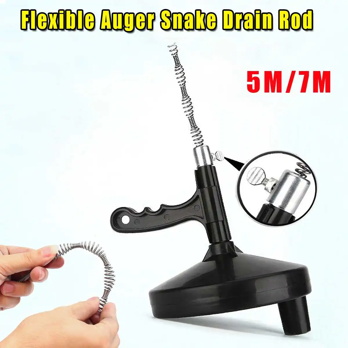 

2 Types Sewer Dredger Spring Sink Pipe Drain Cleaner Unblocker Auger Unblock Plunger With 5M 7M Snake Cable Flexible