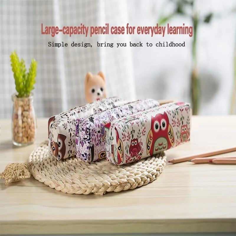 

Student canvas large capacity cute pencil case school stationery pencil bag office pencil case