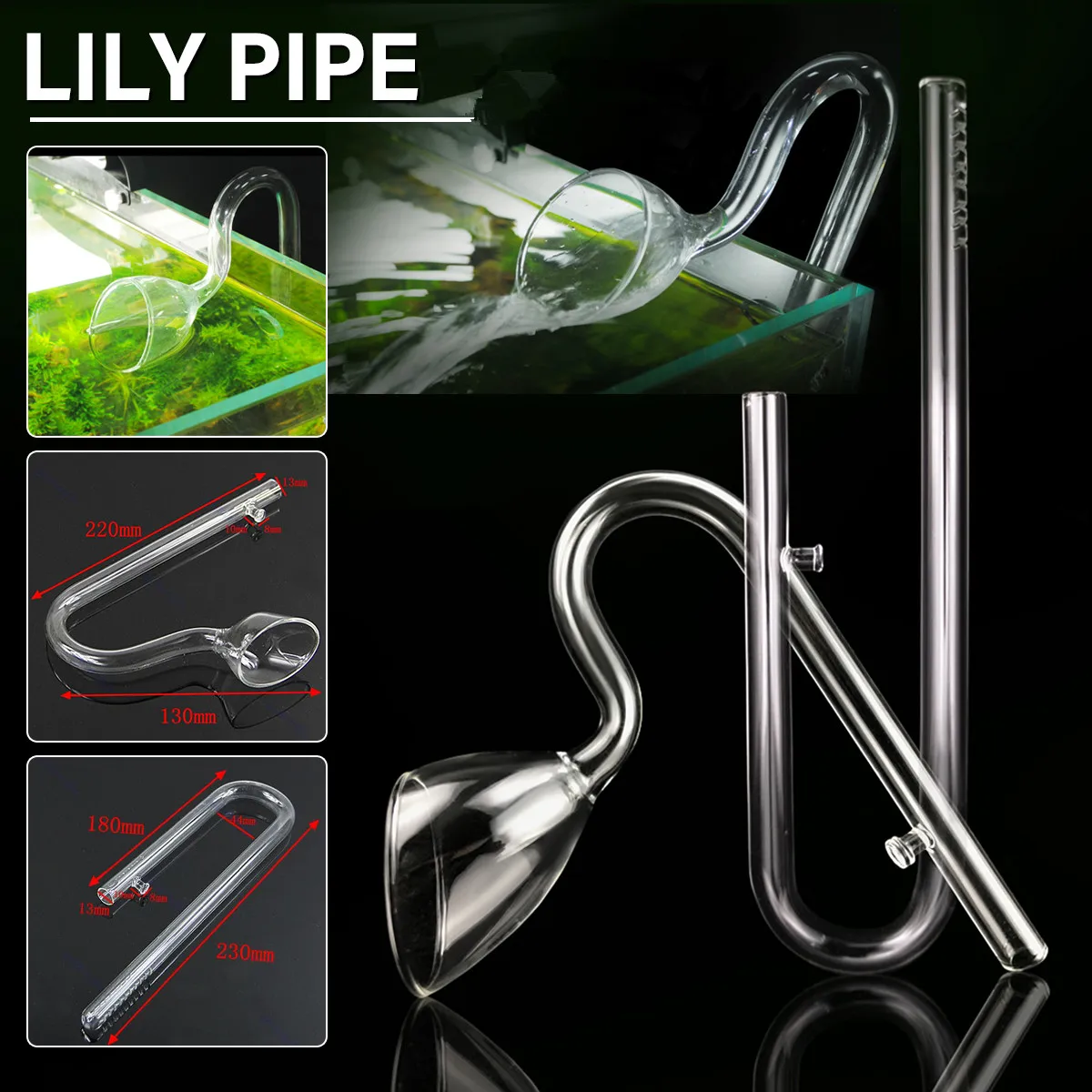 

12/13mm Aquarium Glass Inflow Outflow Lily Pipe Tube Fish Tank Aquatic Water Plant Canister Filter Suction Cup Hose Set