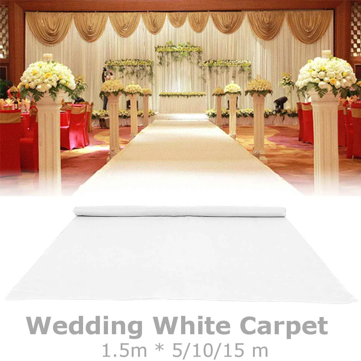 

1.5x15/10/5m Outdoor Carpet Wedding White Carpet Aisle Runner Party Stage Banquet Celebration Film Festival Event Decor Carpet