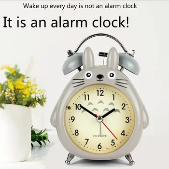 

Hayao Miyazaki Cartoon Totoro Bell Ringing Alarm Clock Student Child Gift Bedside Mute Alarm Clock with Soft Night Light