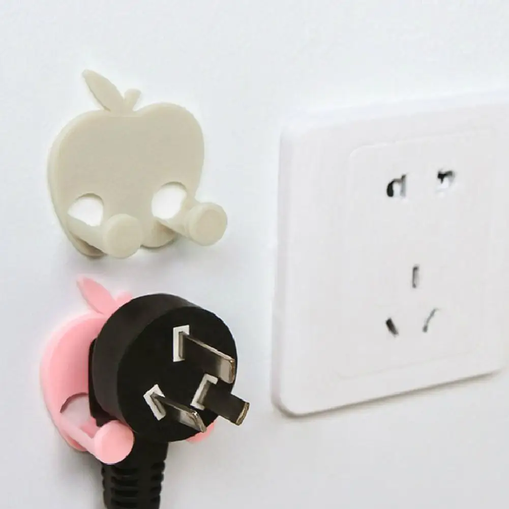 

5Pcs/Set Apple Fruit Shape Self Adhesive Plug Holder for Wall Socket Power Cord Storage Home Organizer Power Cord Racks Hooks