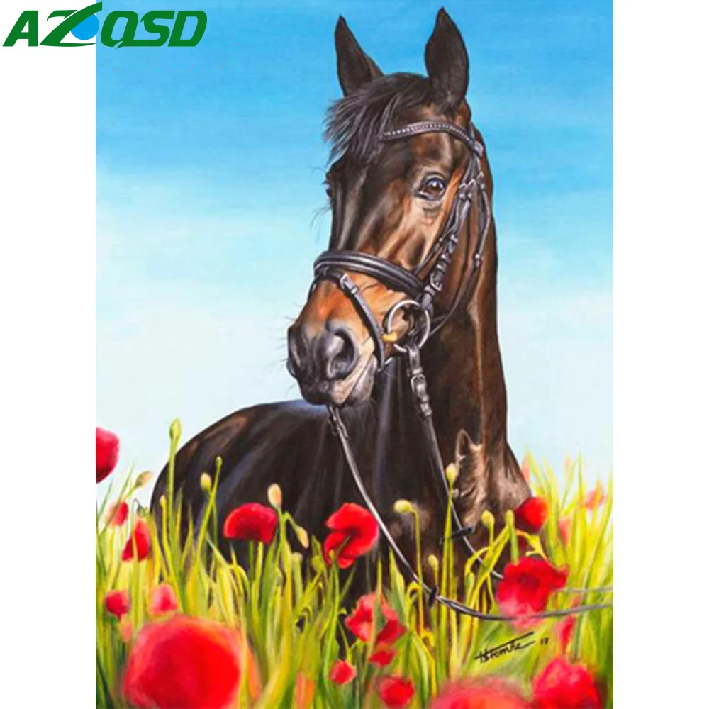 AZQSD 5D алмазная Картина лошадь Алмазная вышивка животное продажа полная