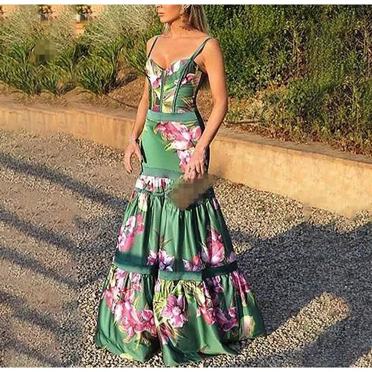زائد حجم 2019 المرأة الصيف Vinatge اللباس خمر أنيقة عارضة حزب فساتين ليلة مثير ماكسي طباعة فساتين راقية