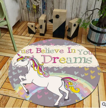 25 Colors Abstract 3D Cartoon Unicorn Round Carpet For Children Bedroom Living Room Desk ...