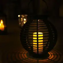 SOL светодиодный водонепроницаемый IP65 светодиодный фонарь на солнечной энергии с мерцающий янтарь светодиодный светильник из ротанга наружные декоративные садовые светильники