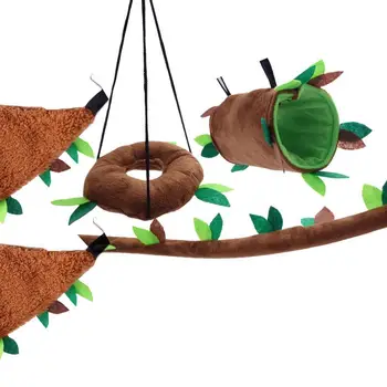 

Small Pet Leaf Toy Five-piece Suit Hamster Forest Mode Toy Include Ring Swing Leaf Cylinder Triangle Hammock Leaf Ropeway