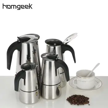 

100ml 200ml 300ml 450ml Stainless Steel Espresso Percolator Coffee Stovetop Maker Mocha Pot for Use on Gas or Electric Stove