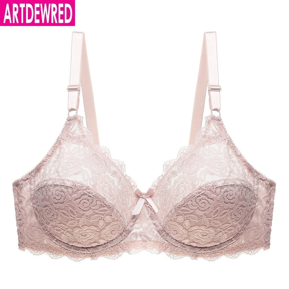 Plus Size C D E Cup Bra Sexy Push Up Brassiere Fashion Soft Lace Bra 3/