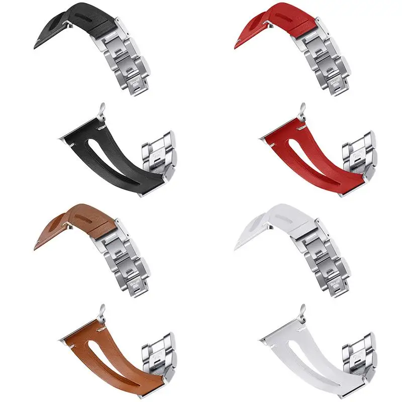 

Strap Suitable For Apple 1/2/3/4 Generation Watch 38MM Leather Wristband Stainless Steel Metal Chain Fashion Wrist Strap
