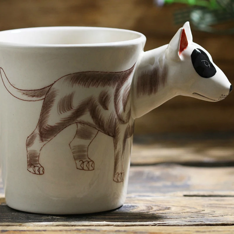 3D стерео бультерьер керамическая чашка ручная нарисованная кофейная кружка с изображениями животных милая мультяшная чашка кофейные кружки креативные забавные кружки подарок
