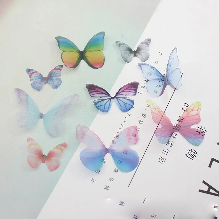 

5pcs/lot 38*28mm Candy Color Organza Gauze Butterfly Wings Romantic For DIY Earring Necklace Accessories Handmade Ornaments