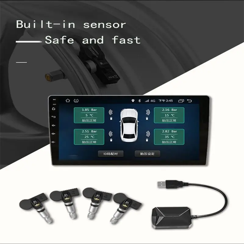 USB Android TPMS tire pressure monitor/Android navigation tire pressure monitoring alarm system/wireless transmission TPMS