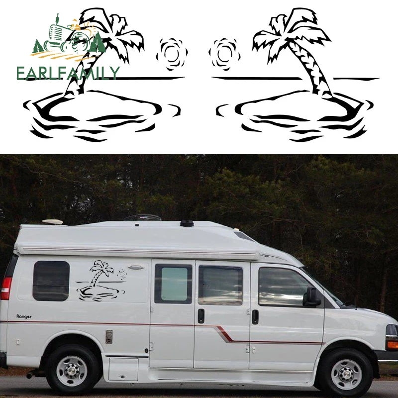 

EARLFAMILY 2x Palm Tree (one for Each Side) Camper Van Graphics Motor Vinyl Graphics Kit Decals Boat Van Window Car Stickers
