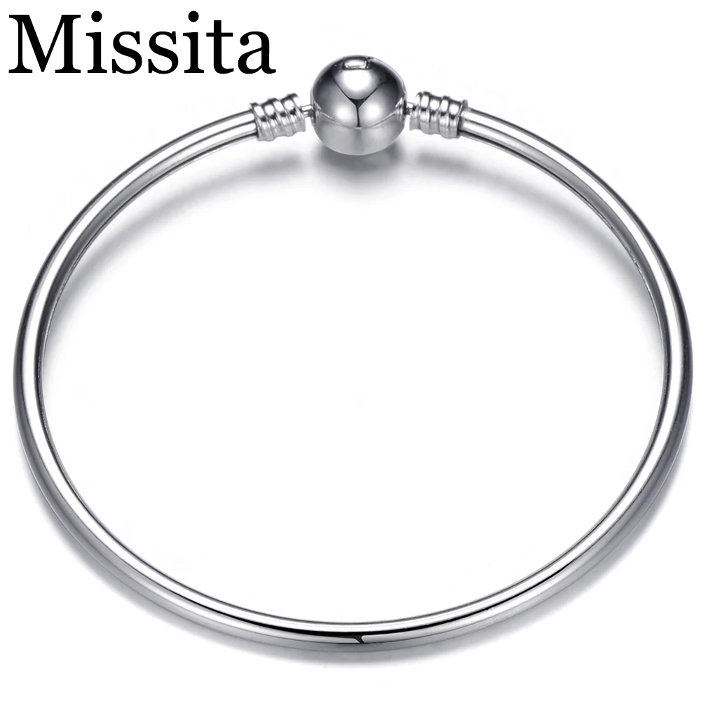 

2019 Hot Silver Plated Basic Bracelet & Bangles Diy Charm Bead Jewelry Not Fade Original Pan Bracelets For Women Gifts