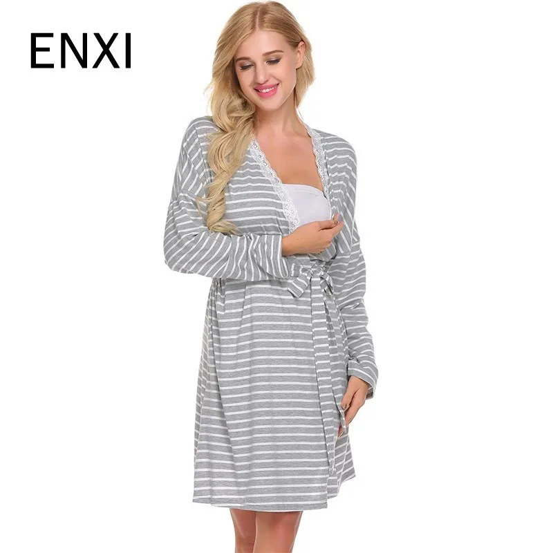 

ENXI Breastfeeding Pajamas Sleepwear Maternity Dress Nursing Clothes For Pregnant Women Pregnancy Feeding Dresses Nightwear