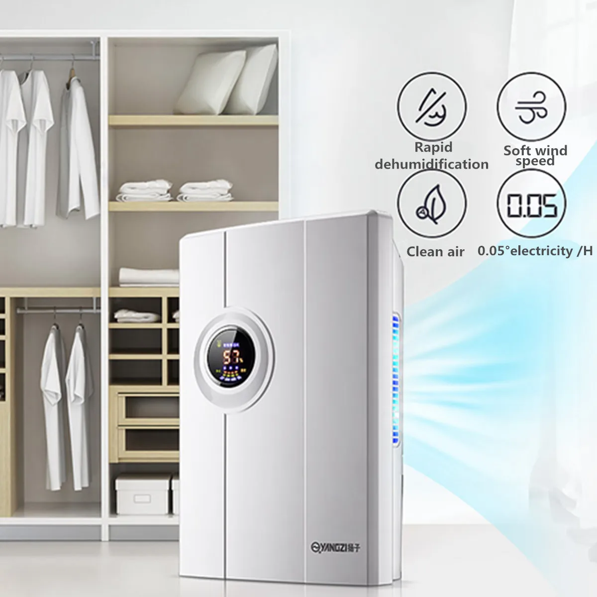 

2.2L Air Dehumidifier Temperature Moisture Display Semiconductor Desiccant Absorber Car Home Mini Air Dryer Electric Machine
