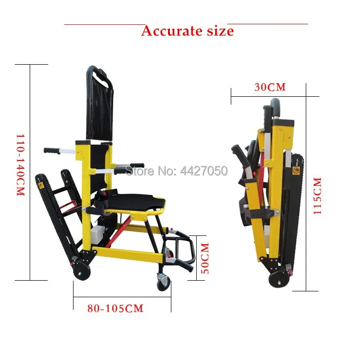 Portable Electric Stair Climbing Wheelchair Foldaway Motorized Power Stretcher Climber Trolley