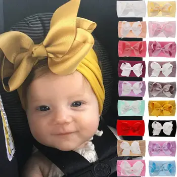 

Soft Baby Girls Kids Toddler Bow Hairband Headband Turban Big Knot Head-Wrap