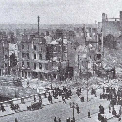 Дублин Ирландия Пасхальное восстание 1916 ущерб причиненный огнем на углу Sackville