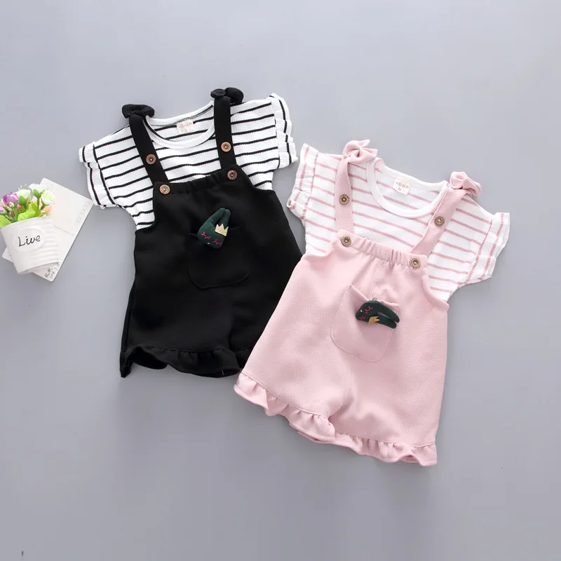 

0-1-2-year-old 3-year-old girl summer dress short-sleeved suit female baby summer trousers shorts two sets of baby clothes