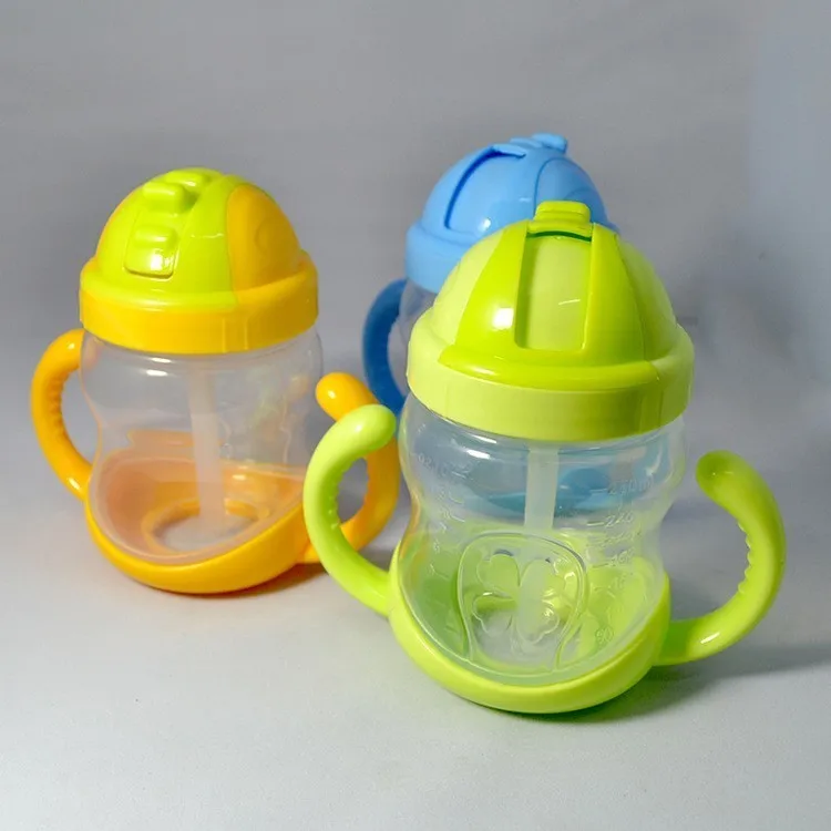 

280ml Cup Children Cup Straw Cup Ox Horn Hand Training Drinking Water Cup